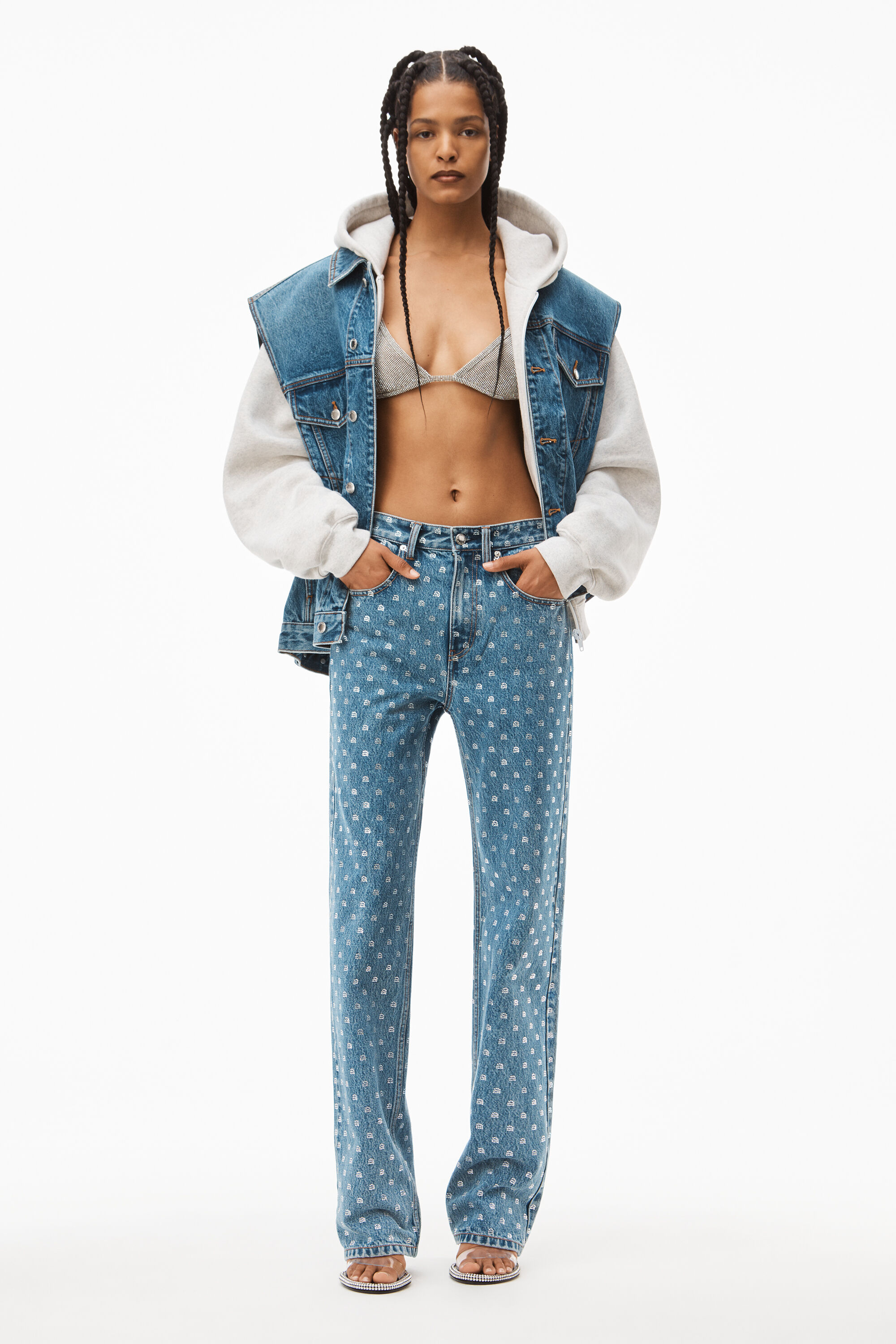 alexanderwang CRYSTAL A MIDRISE JEAN IN DENIM VINTAGE 