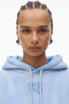 Alexander Wang washed pale blue puff logo hoodie in structured terry