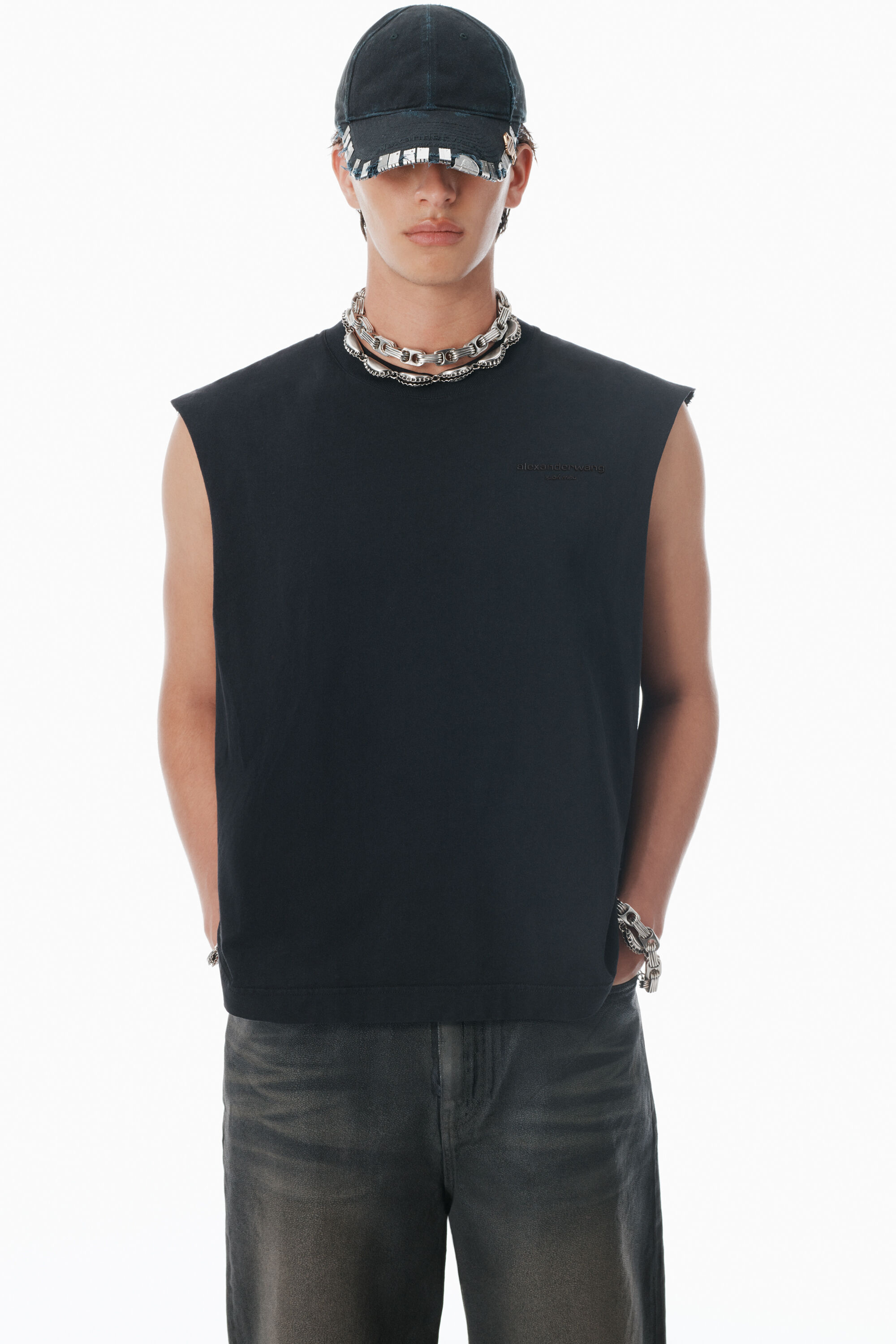 alexanderwang タンクトップ alexanderwang アレキサンダーワング リブコットン タンクトップ WHITE
