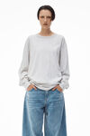 alexander wang long-sleeve tee in high twist jersey light heather grey