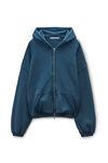 Alexander Wang washed navy felpa blu navy con cappuccio, zip e logo in cotone
