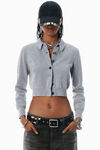 Alexander Wang washed grey grauer chenille-cardigan aus baumwollmischgewebe