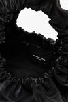 alexander wang crescent  small crackle patent leather handle bag w/logo black