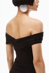alexander wang off-shoulder mini dress in faux suede black