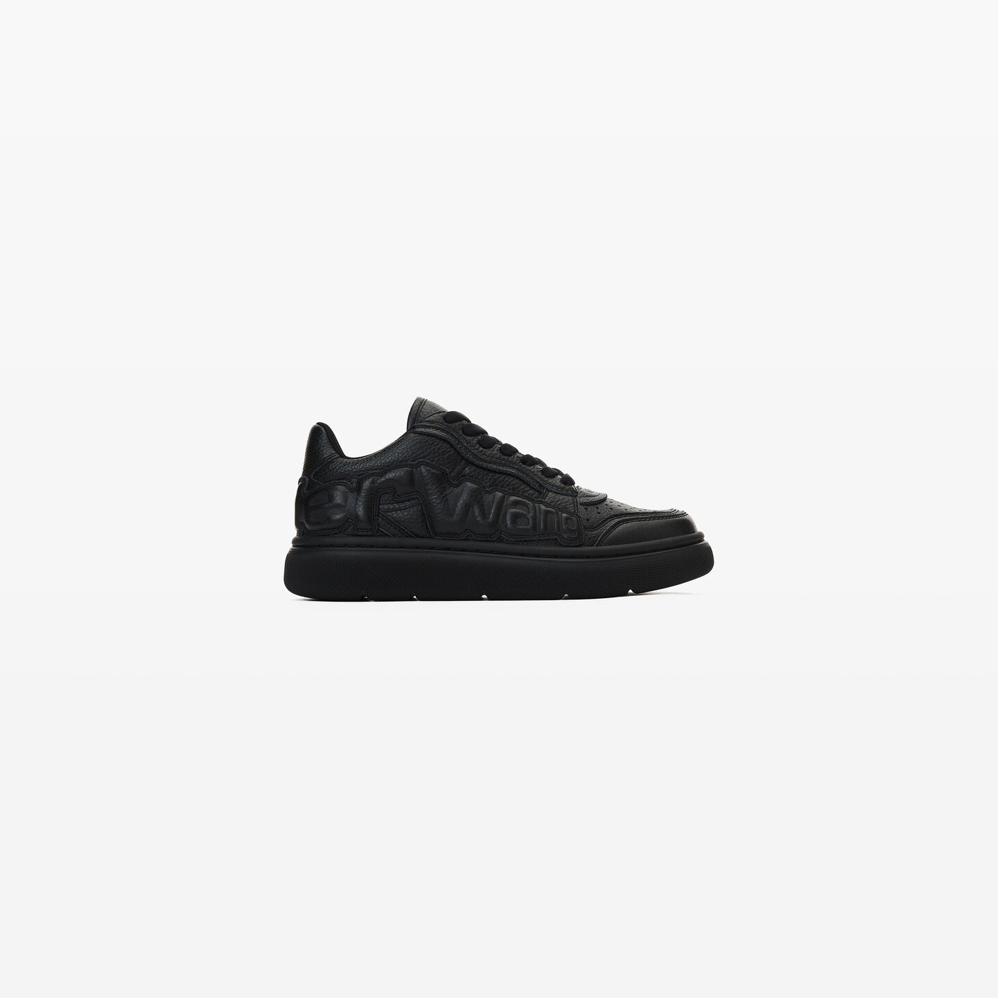 Shop Alexander Wang Puff Pebble Leather Sneaker With Logo In Black