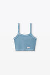 Alexander Wang washed blue cropped camisole in waffle-knit cotton stretch