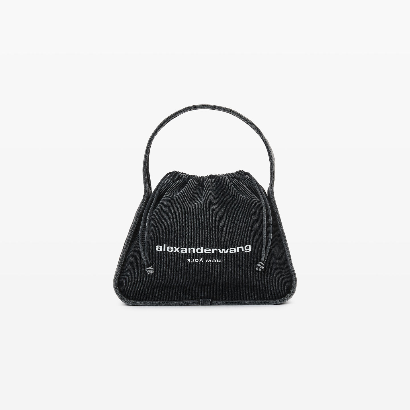 Alexander Wang Ryan Large Bag In Faded Rib Knit In Grey Aged