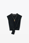 Alexander Wang black schwarzes oberteil aus merinowolle mit logoschild