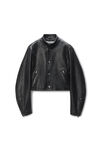 Alexander Wang black 黑色光面皮革短款机车夹克