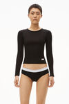 alexander wang long-sleeve tee in ribbed cotton black