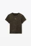 alexander wang puff logo shrunken tee in glitter jersey army green
