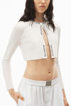 alexander wang cardigan con logo jacquard in maglia elasticizzata soft white