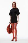 alexander wang crewneck ribbed jersey mini dress with draped detail black