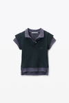 Alexander Wang washed navy/washed blue 叠搭紧身 polo 衫