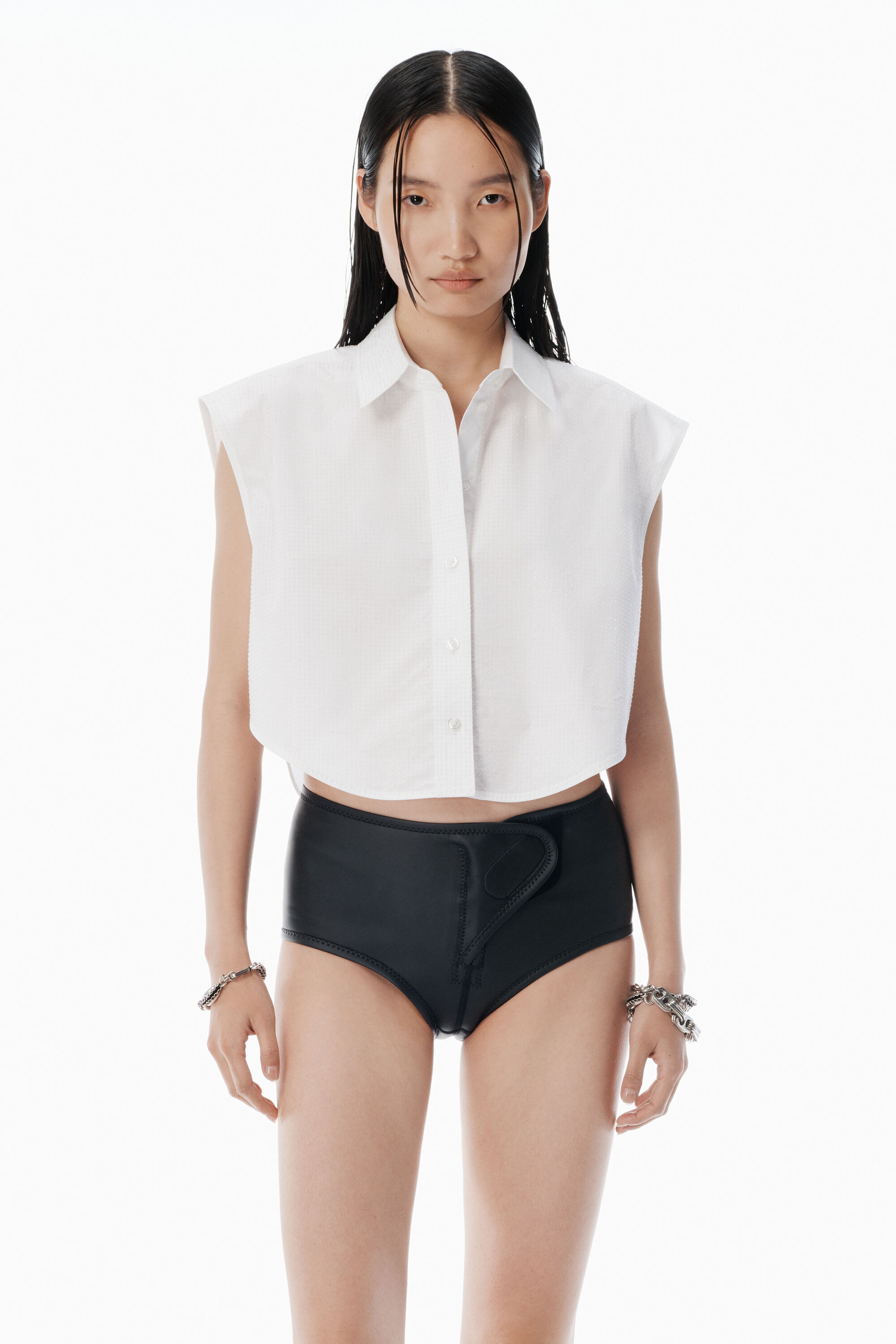 Alexander Wang - ALEXANDER WANG アレキサンダーワン クロップド コットン ニット セーター ブルー レディース alexanderwang アレキサンダーワング コットン ワッフルサーマル