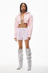 alexander wang frayed boxer in stripe oxford light pink/white