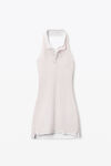 Alexander Wang barely pink/white layered polo halter minidress