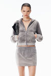 Alexander Wang titanium shrunken hoodie in crystal hotfix velour