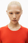 Alexander Wang fiery red long sleeve loungewear dress in ribbed cotton jersey