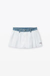 Alexander Wang white デニムウエストバンド コットン オックスフォード ボクサースタイルショーツ