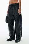 Alexander Wang black low waist crochet trouser in leather
