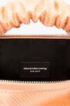 alexander wang scrunchie mini bag in satin with clear beads faded neon orange