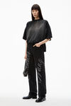 Alexander Wang grey aged ez mid rise jeans in crystal hotfix logo