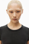 Alexander Wang washed black cropped short-sleeve baby tee in ribbed cotton