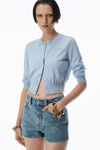 Alexander Wang sky blue logo cropped cardigan in superfine merino