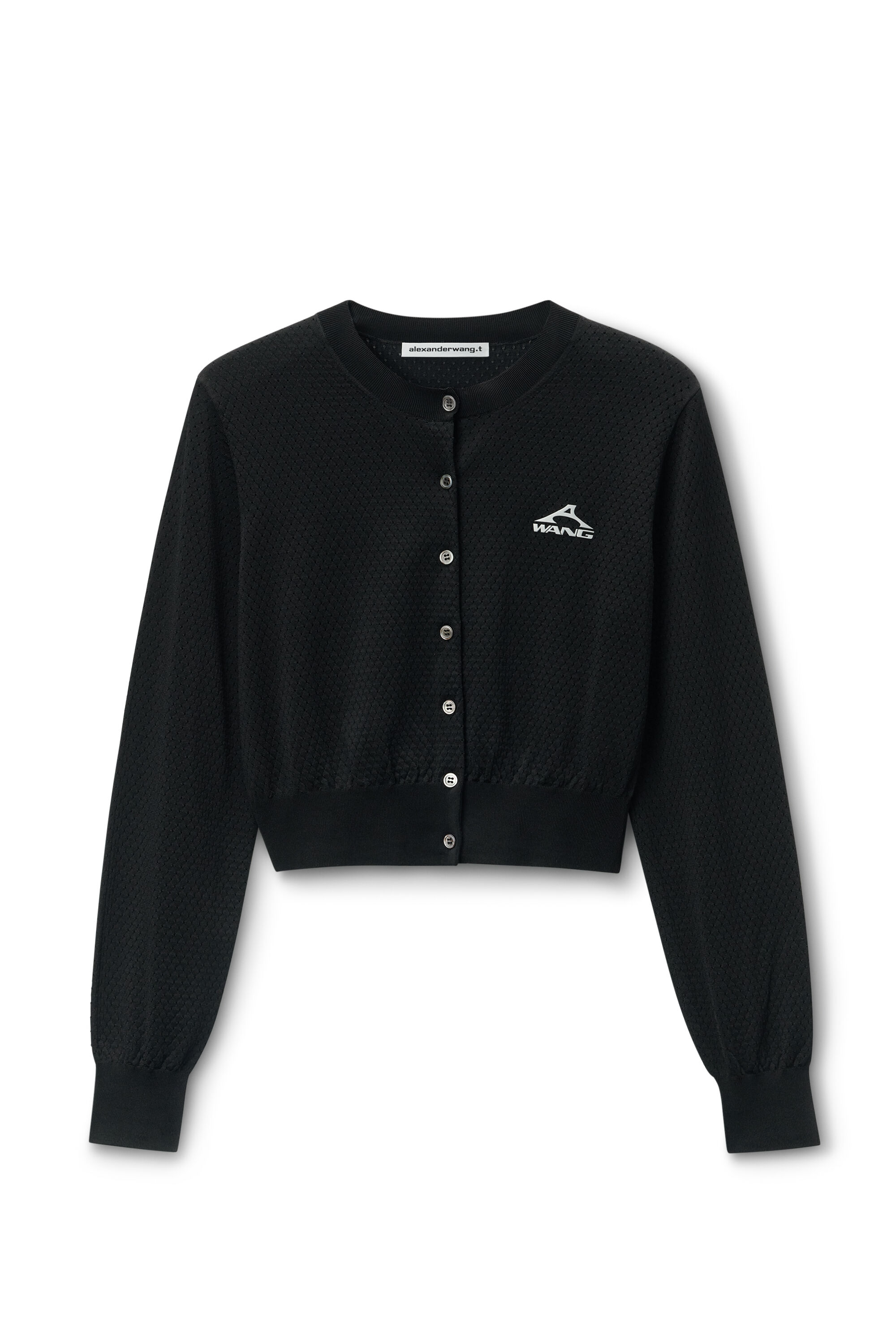 【新品】QUNG QG Classic Cropped Cardigan 完売品 Cropped Athletic Mesh Cardigan in BLACK | alexanderwang®