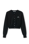 Alexander Wang black cropped athletic mesh cardigan