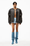 alexander wang oversized moto jacket in buttery leather black