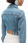alexander wang shrunken trucker jacket in denim vintage medium indigo