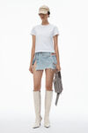 Alexander Wang white distressed logo shrunken tee in cotton jersey