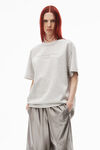 alexander wang 密织平纹针织布发泡品牌标志短袖 t 恤 light heather grey