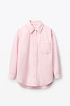 alexander wang padded shirt jacket in striped cotton light pink