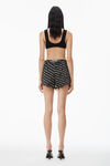 alexander wang bite logo short in grey aged denim grey aged/white