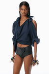 Alexander Wang smog navy plaid navy plaid asymmetric button up shirt