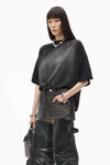 Alexander Wang washed black crystal hotfix mini skirt in cotton denim
