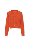 Alexander Wang fiery red cardigan à col rond orné de perles transparentes thermocollées