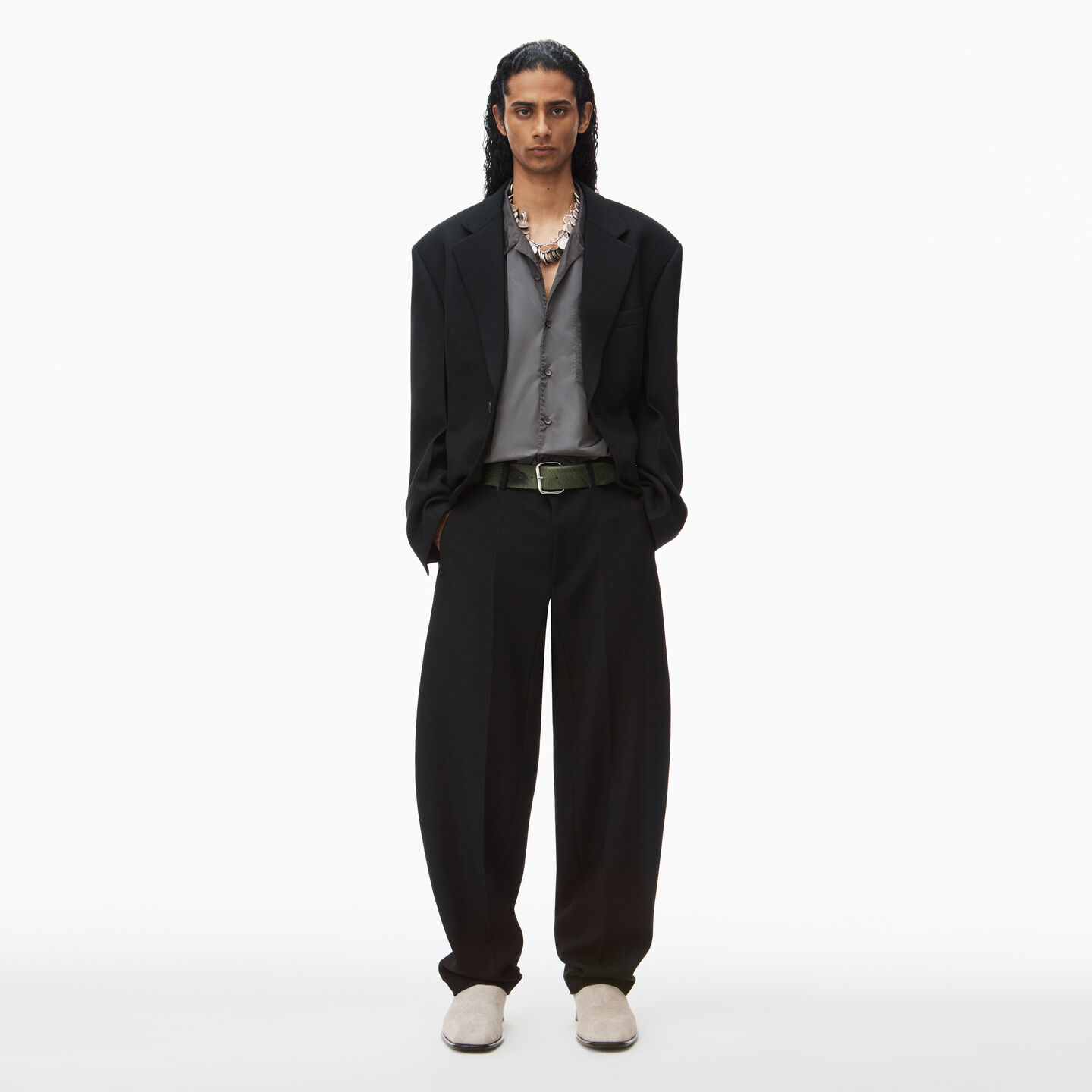 Alexander Wang Wool Tailored Trouser With Money Clip In Black