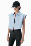Alexander Wang oxford blue blue button up shirt with logo nameplate