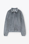 alexander wang 压花徽标装饰丝绒铰接 polo 衫 washed charcoal