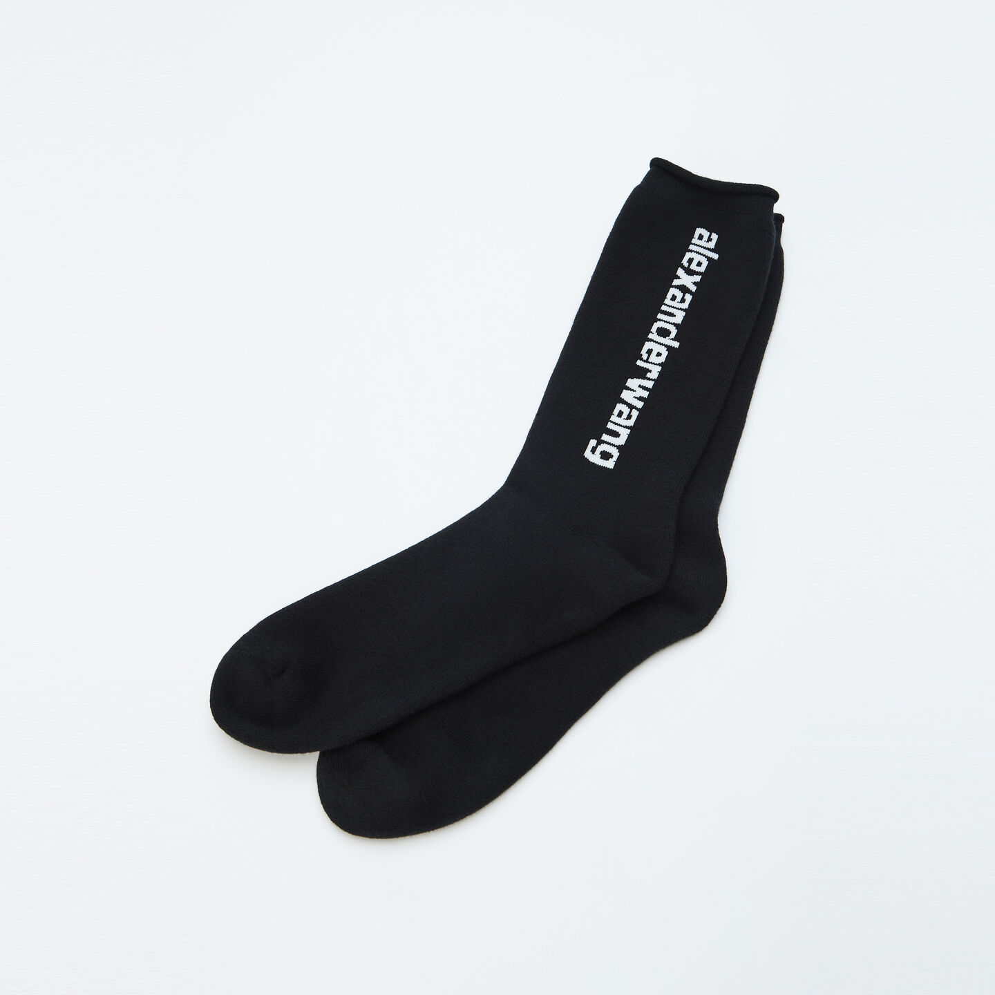 Alexander Wang Logo Sock In Cotton Terry In Black