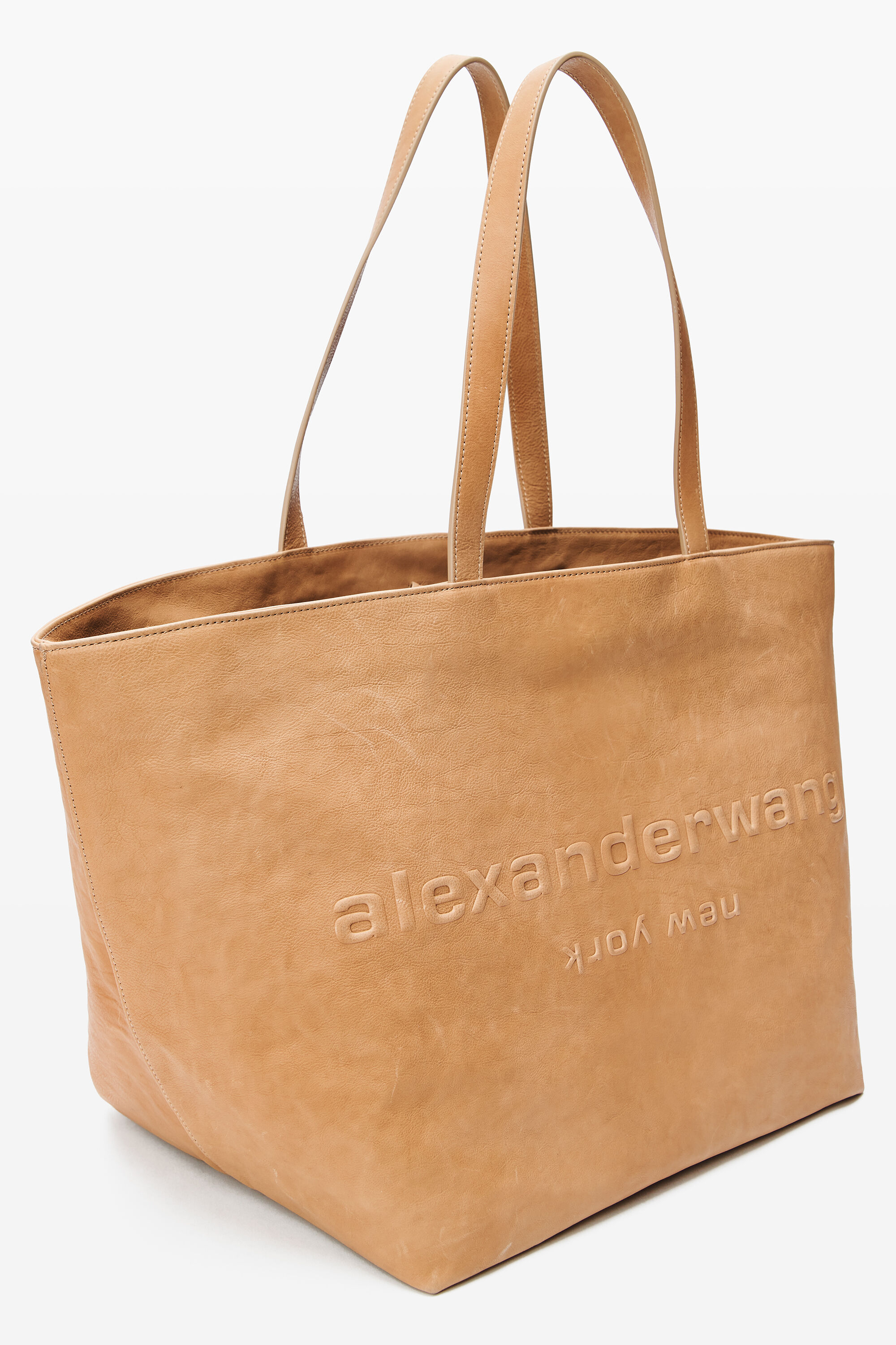Beige Leather Punch Tote in VINTAGE TAN | alexanderwang®