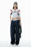Alexander Wang navy/grey pinstripe tropical wool stretch pant