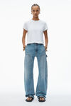 Alexander Wang white puff logo shrunken tee in cotton jersey