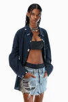 Alexander Wang distressed light bleach distressed pre-styled denim skirt
