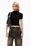 Alexander Wang black logo short sleeve mockneck top