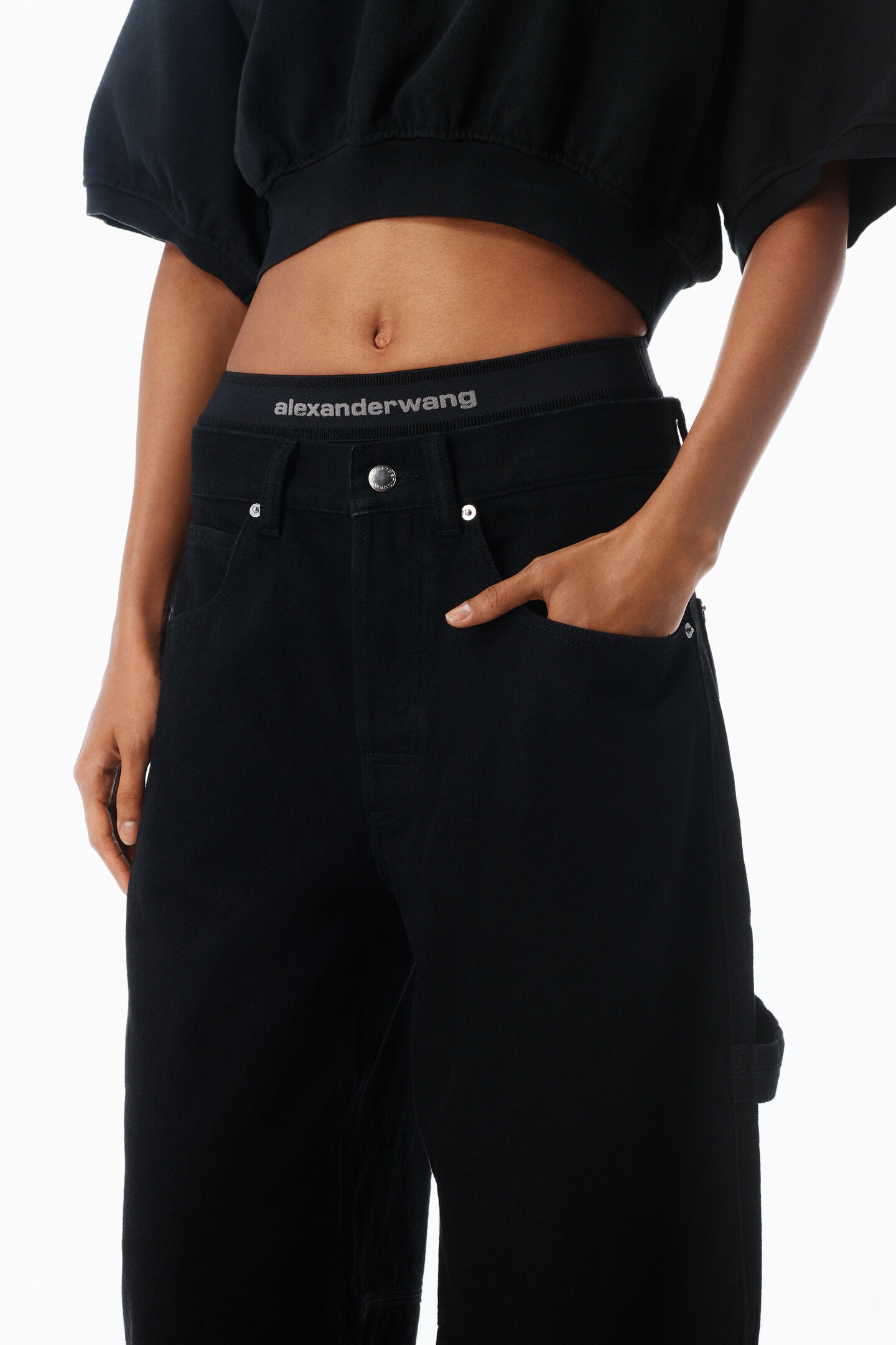 Alexander Wang Pre-styled Mid-rise Jean Oversized In Black